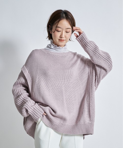 DouDou(ドゥドゥ)の「配色メロータートル(Tシャツ/カットソー・レディース・オフホワイト/ライトグレー/ライトベージュ・FREE)」の7枚目の写真