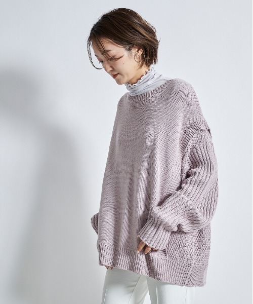 DouDou(ドゥドゥ)の「配色メロータートル(Tシャツ/カットソー・レディース・オフホワイト/ライトグレー/ライトベージュ・FREE)」の11枚目の写真