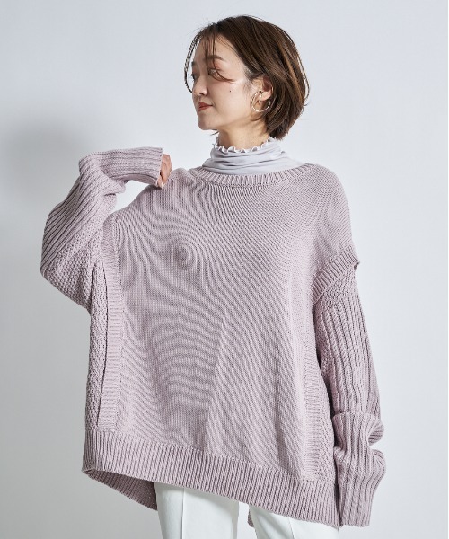 DouDou(ドゥドゥ)の「配色メロータートル(Tシャツ/カットソー・レディース・オフホワイト/ライトグレー/ライトベージュ・FREE)」の13枚目の写真