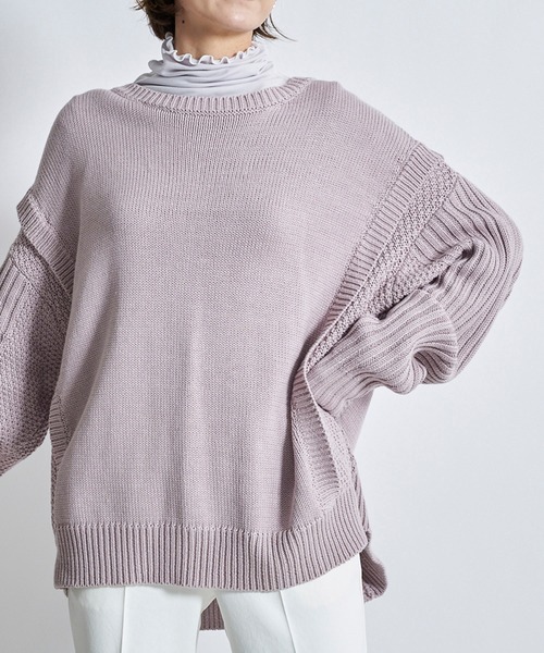 DouDou(ドゥドゥ)の「配色メロータートル(Tシャツ/カットソー・レディース・オフホワイト/ライトグレー/ライトベージュ・FREE)」の14枚目の写真