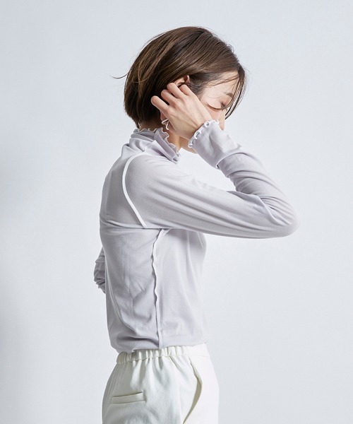 DouDou(ドゥドゥ)の「配色メロータートル(Tシャツ/カットソー・レディース・オフホワイト/ライトグレー/ライトベージュ・FREE)」の19枚目の写真