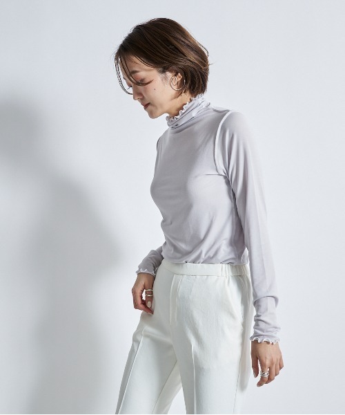 DouDou(ドゥドゥ)の「配色メロータートル(Tシャツ/カットソー・レディース・オフホワイト/ライトグレー/ライトベージュ・FREE)」の22枚目の写真