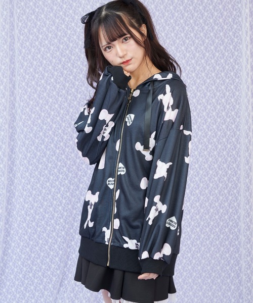 Secret Honey（シークレットハニー）の「うさちゃん総柄パーカー（パーカー・レディース・ブラック/オフホワイト・FREE）」の5枚目の写真