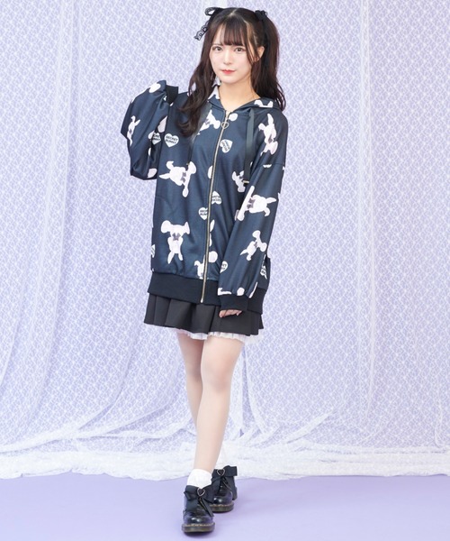 Secret Honey（シークレットハニー）の「うさちゃん総柄パーカー（パーカー・レディース・ブラック/オフホワイト・FREE）」の14枚目の写真