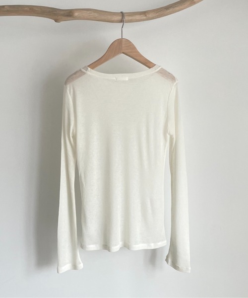 CANAL JEAN(キャナルジーン)の「via j(ヴィアジェイ) シアーロングTシャツ(Tシャツ/カットソー・レディース・ホワイト/ブラック/サックスブルー/ピンク・ONE SIZE)」の10枚目の写真