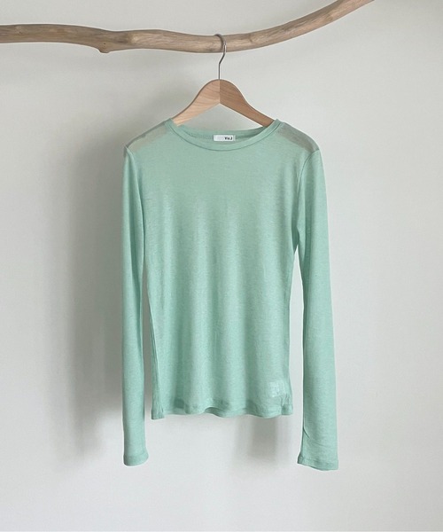 CANAL JEAN(キャナルジーン)の「via j(ヴィアジェイ) シアーロングTシャツ(Tシャツ/カットソー・レディース・ホワイト/ブラック/サックスブルー/ピンク・ONE SIZE)」の16枚目の写真