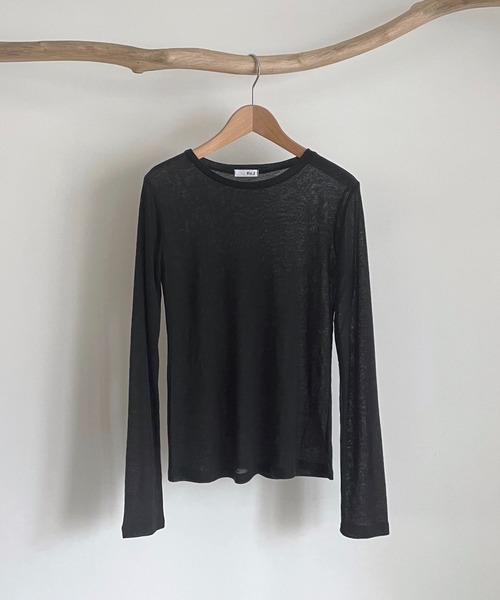 CANAL JEAN(キャナルジーン)の「via j(ヴィアジェイ) シアーロングTシャツ(Tシャツ/カットソー・レディース・ホワイト/ブラック/サックスブルー/ピンク・ONE SIZE)」の6枚目の写真