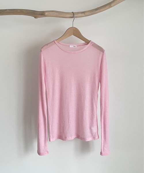 CANAL JEAN(キャナルジーン)の「via j(ヴィアジェイ) シアーロングTシャツ(Tシャツ/カットソー・レディース・ホワイト/ブラック/サックスブルー/ピンク・ONE SIZE)」の13枚目の写真