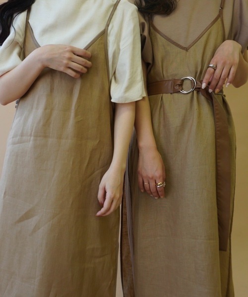 I_am（アイアム）の「belt set piping linen cami ops（ワンピース・レディース・ベージュ/ブラウン・FREE）」の10枚目の写真