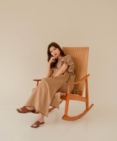 I_am（アイアム）の「belt set piping linen cami ops（ワンピース・レディース・ベージュ/ブラウン・FREE）」の3枚目の写真