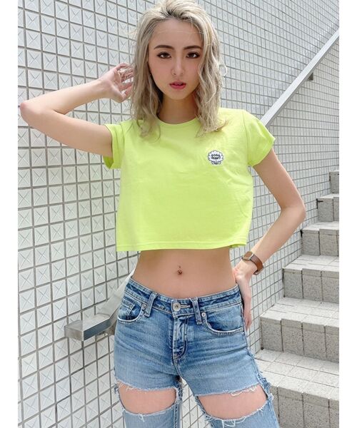 GYDA（ジェイダ）の「GO GO SHAWTYショートTシャツ（Tシャツ/カットソー・レディース・オフホワイト/ライトグリーン/ベージュ/ブラック・FREE）」の4枚目の写真