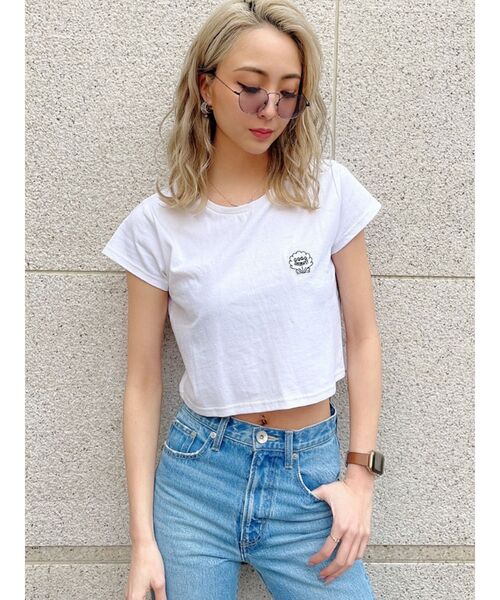 GYDA（ジェイダ）の「GO GO SHAWTYショートTシャツ（Tシャツ/カットソー・レディース・オフホワイト/ライトグリーン/ベージュ/ブラック・FREE）」の10枚目の写真