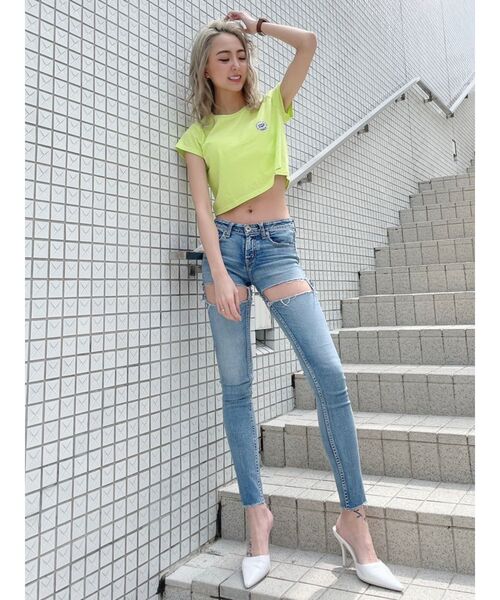 GYDA（ジェイダ）の「GO GO SHAWTYショートTシャツ（Tシャツ/カットソー・レディース・オフホワイト/ライトグリーン/ベージュ/ブラック・FREE）」の16枚目の写真