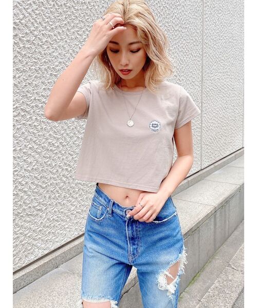 GYDA（ジェイダ）の「GO GO SHAWTYショートTシャツ（Tシャツ/カットソー・レディース・オフホワイト/ライトグリーン/ベージュ/ブラック・FREE）」の20枚目の写真