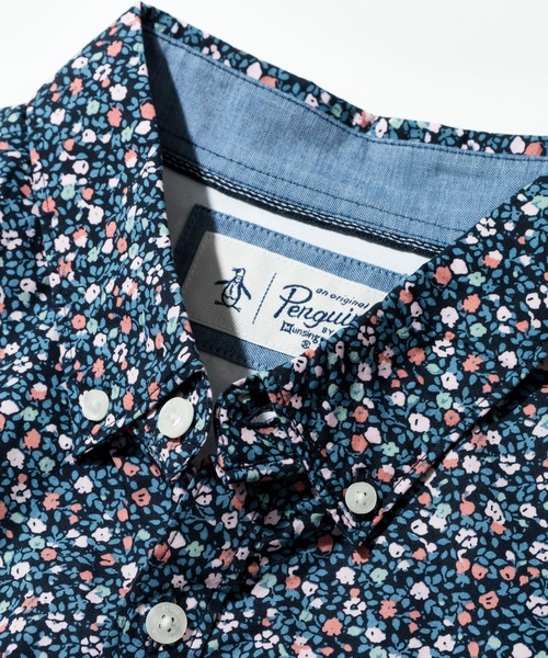 Original Penguin by Munsingwear（オリジナルペンギン バイ マンシングウェア）の「ペンギン バイ マンシングウェア フラワープリント半袖シャツ＆マスク メンズ ユニセックス ウェア スポーツウェア ゴルフ（シャツ/ブラウス・メンズ・ネイビー・S/M/L/XL）」の4枚目の写真