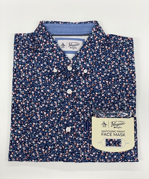 Original Penguin by Munsingwear（オリジナルペンギン バイ マンシングウェア）の「ペンギン バイ マンシングウェア フラワープリント半袖シャツ＆マスク メンズ ユニセックス ウェア スポーツウェア ゴルフ（シャツ/ブラウス・メンズ・ネイビー・S/M/L/XL）」の7枚目の写真