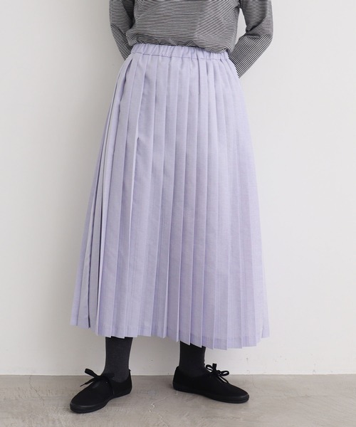 aimer le mieux（エメルミュー）の「aimer　C/Peシャンブレー プリーツスカート（スカート・レディース・ベージュ/グレー/ピンク/ライトパープル・FREE）」の4枚目の写真