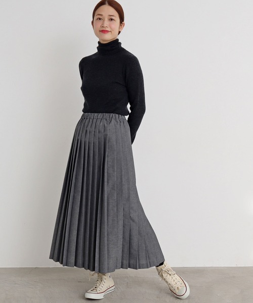 aimer le mieux（エメルミュー）の「aimer　C/Peシャンブレー プリーツスカート（スカート・レディース・ベージュ/グレー/ピンク/ライトパープル・FREE）」の2枚目の写真