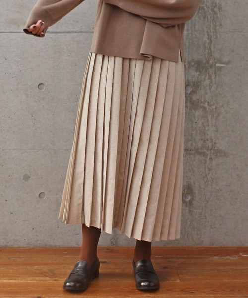 aimer le mieux（エメルミュー）の「aimer　C/Peシャンブレー プリーツスカート（スカート・レディース・ベージュ/グレー/ピンク/ライトパープル・FREE）」の10枚目の写真