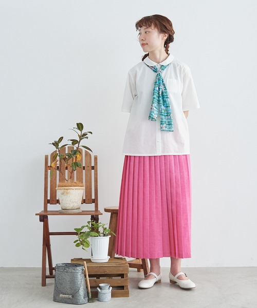 aimer le mieux（エメルミュー）の「aimer　C/Peシャンブレー プリーツスカート（スカート・レディース・ベージュ/グレー/ピンク/ライトパープル・FREE）」の5枚目の写真