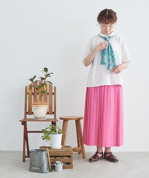 aimer le mieux（エメルミュー）の「aimer　C/Peシャンブレー プリーツスカート（スカート・レディース・ベージュ/グレー/ピンク/ライトパープル・FREE）」の7枚目の写真