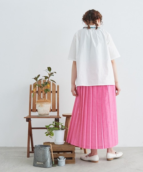 aimer le mieux（エメルミュー）の「aimer　C/Peシャンブレー プリーツスカート（スカート・レディース・ベージュ/グレー/ピンク/ライトパープル・FREE）」の8枚目の写真