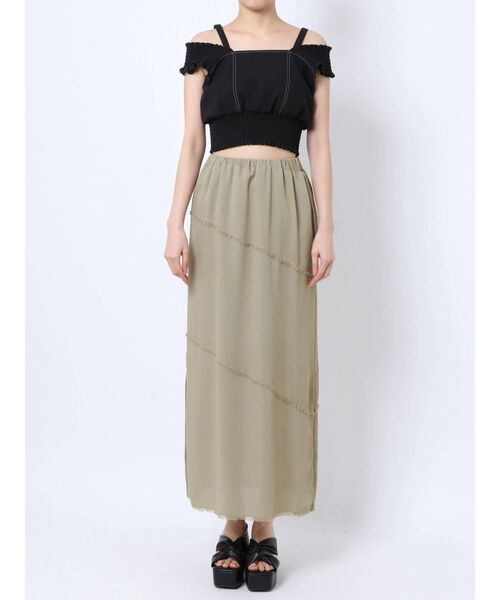 EMODA（エモダ）の「ナローシアースカート（スカート・レディース・ブラック/ホワイト/ベージュ・FREE）」の12枚目の写真