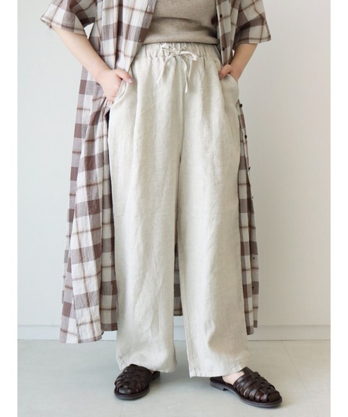 Samansa Mos2（サマンサ モスモス）の「リネンイージーパンツ（その他パンツ・レディース・チャコール/ベージュ/モカ/グレー・ﾌﾘ-）」の4枚目の写真