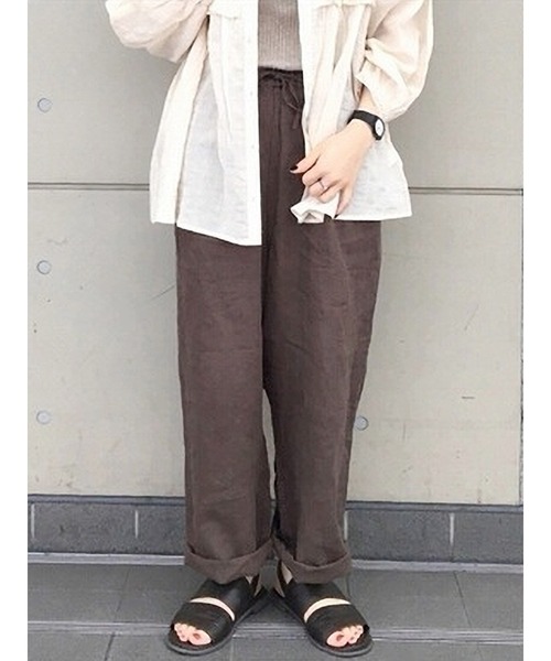 Samansa Mos2（サマンサ モスモス）の「リネンイージーパンツ（その他パンツ・レディース・チャコール/ベージュ/モカ/グレー・ﾌﾘ-）」の3枚目の写真