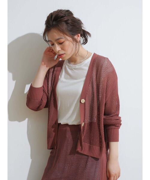 Green　Parks（グリーンパークス）の「メッシュニットカーデ＊＊（カーディガン/ボレロ・レディース・ブラウン/モカ/ライトベージュ・FREE）」の22枚目の写真