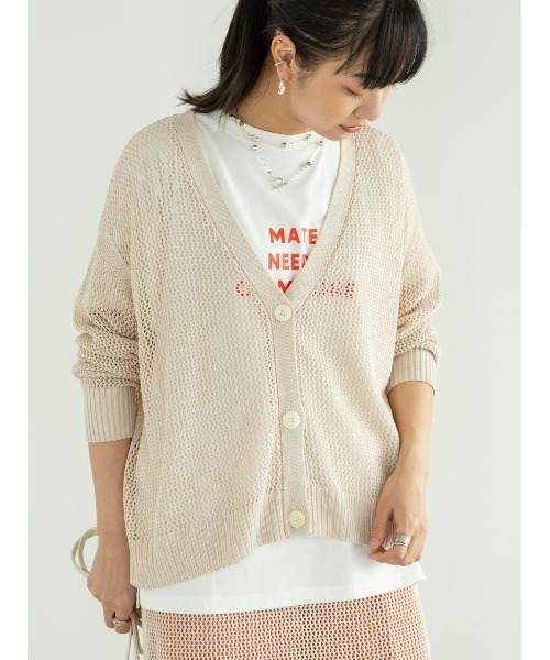 Green　Parks（グリーンパークス）の「メッシュニットカーデ＊＊（カーディガン/ボレロ・レディース・ブラウン/モカ/ライトベージュ・FREE）」の3枚目の写真