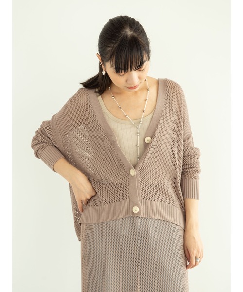 Green　Parks（グリーンパークス）の「メッシュニットカーデ＊＊（カーディガン/ボレロ・レディース・ブラウン/モカ/ライトベージュ・FREE）」の8枚目の写真