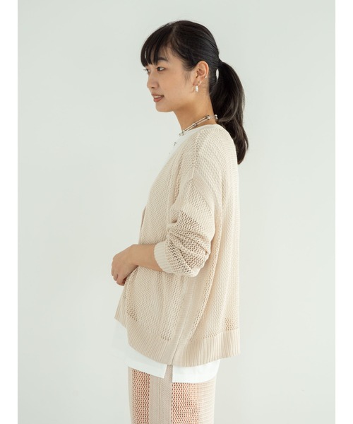 Green　Parks（グリーンパークス）の「メッシュニットカーデ＊＊（カーディガン/ボレロ・レディース・ブラウン/モカ/ライトベージュ・FREE）」の14枚目の写真
