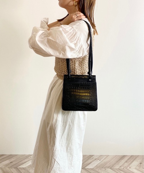 y/m by RIKA（イムバイリカ）の「クロコ型押し2WAYスクエアBAG（ショルダーバッグ・レディース・ブラック・FREE）」の10枚目の写真