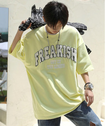 【neos -addictive design-】ビッグシルエット ミニ裏毛 サガラ刺繍 カレッジデザイン Tシャツ