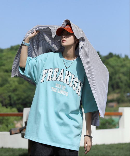 neos(ネオス)の「【neos -addictive design-】ビッグシルエット ミニ裏毛 サガラ刺繍 カレッジデザイン Tシャツ(Tシャツ/カットソー・メンズ・ブルーグリーン/スミクロ/イエロー/オートミール・MEDIUM/LARGE)」の13枚目の写真