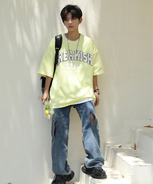 neos(ネオス)の「【neos -addictive design-】ビッグシルエット ミニ裏毛 サガラ刺繍 カレッジデザイン Tシャツ(Tシャツ/カットソー・メンズ・ブルーグリーン/スミクロ/イエロー/オートミール・MEDIUM/LARGE)」の18枚目の写真