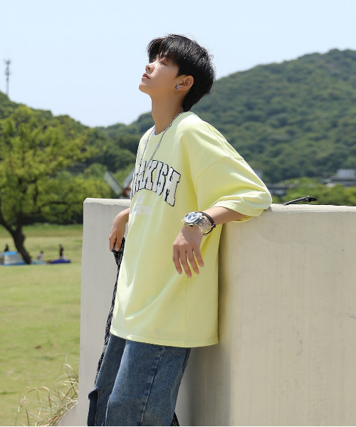 neos(ネオス)の「【neos -addictive design-】ビッグシルエット ミニ裏毛 サガラ刺繍 カレッジデザイン Tシャツ(Tシャツ/カットソー・メンズ・ブルーグリーン/スミクロ/イエロー/オートミール・MEDIUM/LARGE)」の16枚目の写真