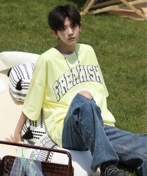 neos(ネオス)の「【neos -addictive design-】ビッグシルエット ミニ裏毛 サガラ刺繍 カレッジデザイン Tシャツ(Tシャツ/カットソー・メンズ・ブルーグリーン/スミクロ/イエロー/オートミール・MEDIUM/LARGE)」の10枚目の写真