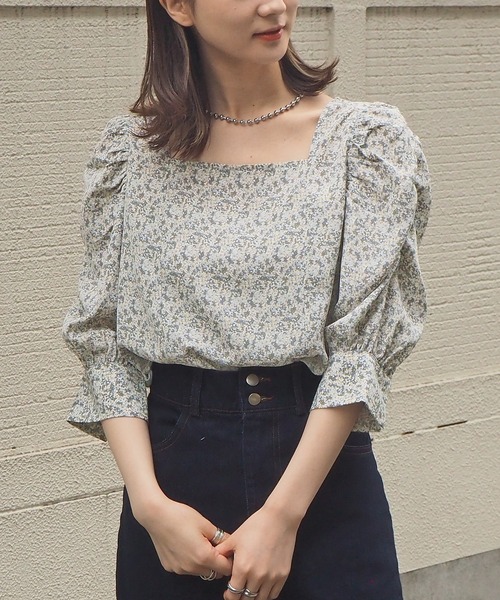 tiptop（ティップトップ）の「アソートスクエアネックパワショルブラウス（シャツ/ブラウス・レディース・オフホワイト/スミクロ/グリーン/A/B/ブラック/アイボリー/C/D・FREE）」の16枚目の写真