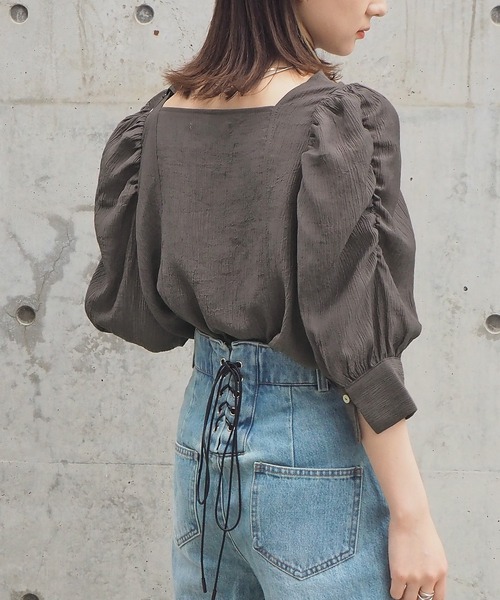 tiptop（ティップトップ）の「アソートスクエアネックパワショルブラウス（シャツ/ブラウス・レディース・オフホワイト/スミクロ/グリーン/A/B/ブラック/アイボリー/C/D・FREE）」の14枚目の写真