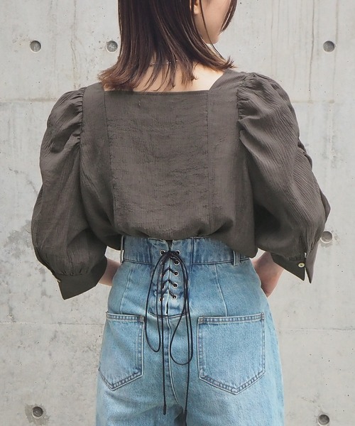 tiptop（ティップトップ）の「アソートスクエアネックパワショルブラウス（シャツ/ブラウス・レディース・オフホワイト/スミクロ/グリーン/A/B/ブラック/アイボリー/C/D・FREE）」の15枚目の写真