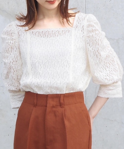 tiptop（ティップトップ）の「アソートスクエアネックパワショルブラウス（シャツ/ブラウス・レディース・オフホワイト/スミクロ/グリーン/A/B/ブラック/アイボリー/C/D・FREE）」の20枚目の写真