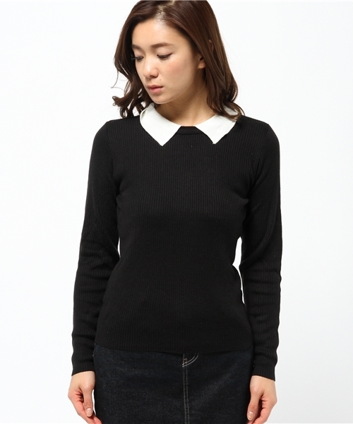 WEGO（ウィゴー）の「WEGO/襟付きニット（Tシャツ/カットソー・レディース・オフホワイト/ブラック/グリーン系その他/サックスブルー/ブルー系その他/ライトパープル・FREE）」の10枚目の写真