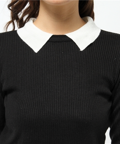 WEGO（ウィゴー）の「WEGO/襟付きニット（Tシャツ/カットソー・レディース・オフホワイト/ブラック/グリーン系その他/サックスブルー/ブルー系その他/ライトパープル・FREE）」の7枚目の写真