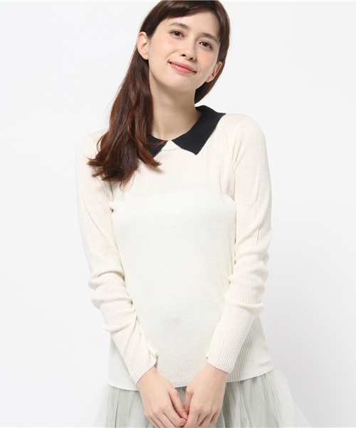 WEGO（ウィゴー）の「WEGO/襟付きニット（Tシャツ/カットソー・レディース・オフホワイト/ブラック/グリーン系その他/サックスブルー/ブルー系その他/ライトパープル・FREE）」の14枚目の写真