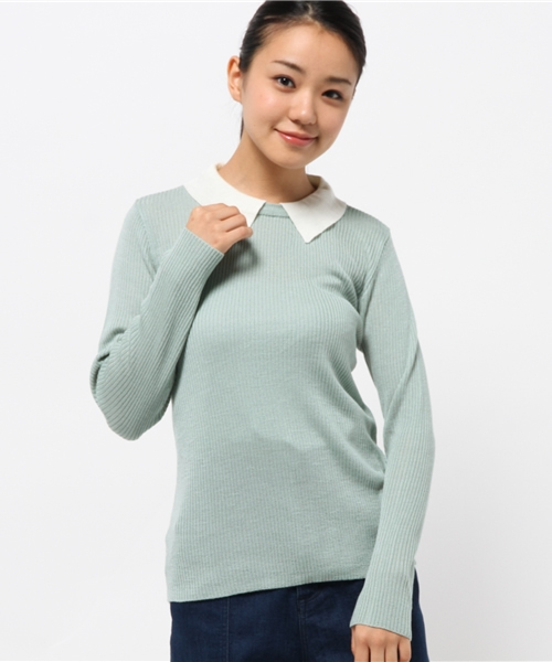 WEGO（ウィゴー）の「WEGO/襟付きニット（Tシャツ/カットソー・レディース・オフホワイト/ブラック/グリーン系その他/サックスブルー/ブルー系その他/ライトパープル・FREE）」の17枚目の写真