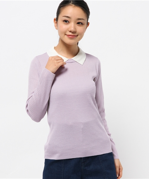 WEGO（ウィゴー）の「WEGO/襟付きニット（Tシャツ/カットソー・レディース・オフホワイト/ブラック/グリーン系その他/サックスブルー/ブルー系その他/ライトパープル・FREE）」の16枚目の写真