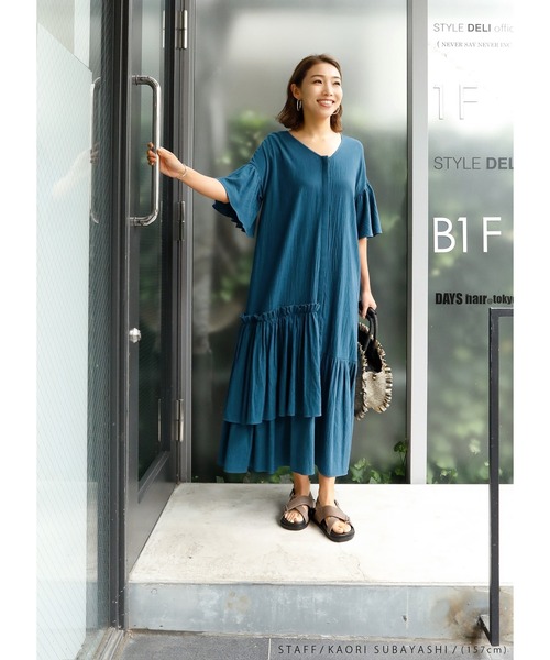 アシンメトリーギャザーワンピース ワンピース Style ワンピース Luxe Deli スタイルデリ のファッション