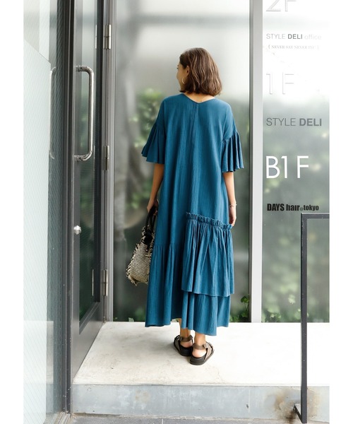 アシンメトリーギャザーワンピース ワンピース Style ワンピース Luxe Deli スタイルデリ のファッション